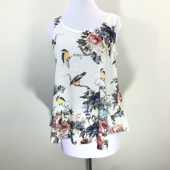 Wallpapher Tops - 🇺🇸 Wallpapher Spring Floral & Bird Boho Tank